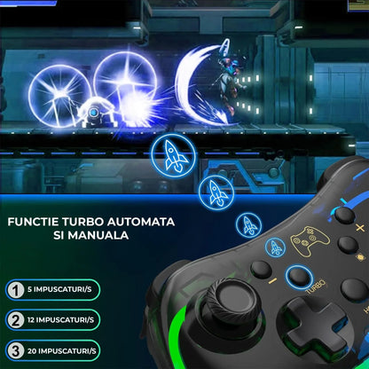 Gamepad Wireless Timebox, PC si Telefon, Ergonomic, Vibratii, Transparent