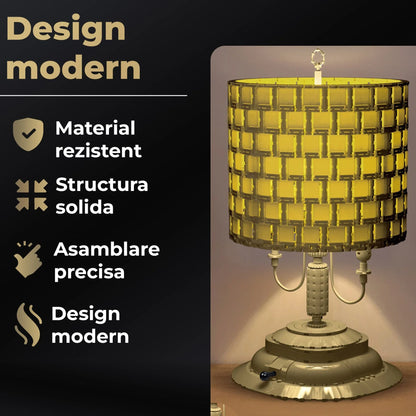 Set De Constructie Lampa Retro Cilindrica DIY Timebox, 1433 Piese ABS