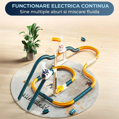 Set Traseu Electric cu Masinute pentru Copii 4-6 Ani, Albastru