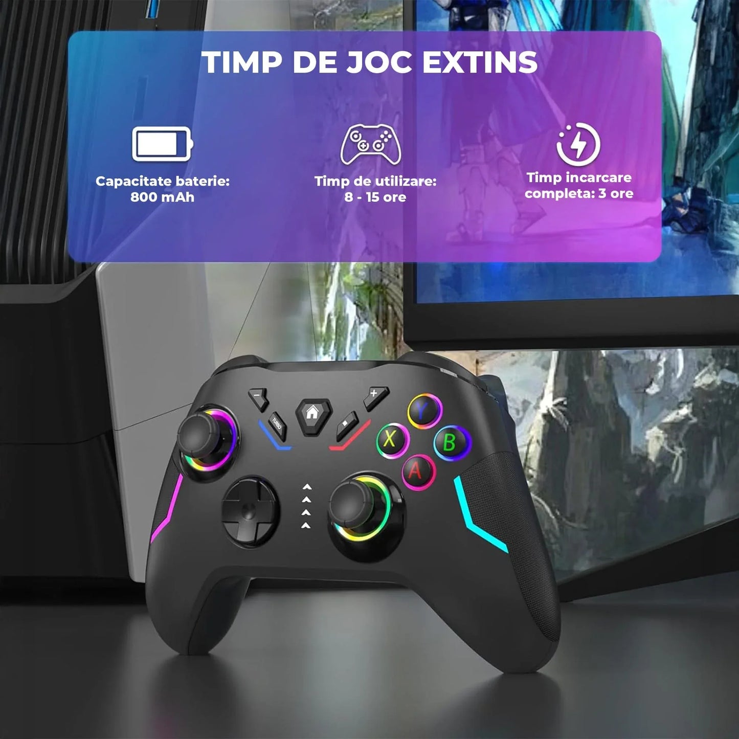 Controller Wireless Timebox, Nintendo Switch si Steam Deck, Negru