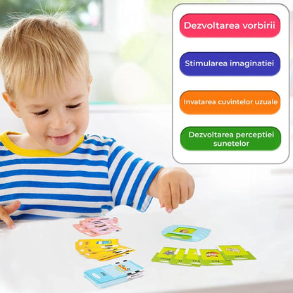 Jucarie Educativa cu 255 de Carti, 31 de Categorii, Albastru