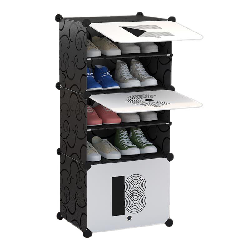 Pantofar D3205, 6 Compartimente, Culoare Alb/Negru