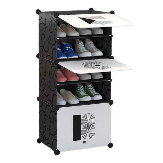 Pantofar D3205, 6 Compartimente, Culoare Alb/Negru