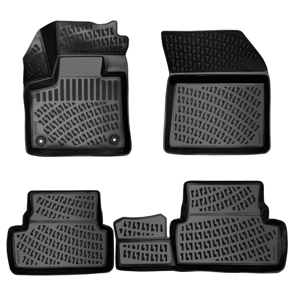 Set covorase auto cauciuc tip tavita pentru peugeot 3008 ii (exceptie hybrid) 2016-2023