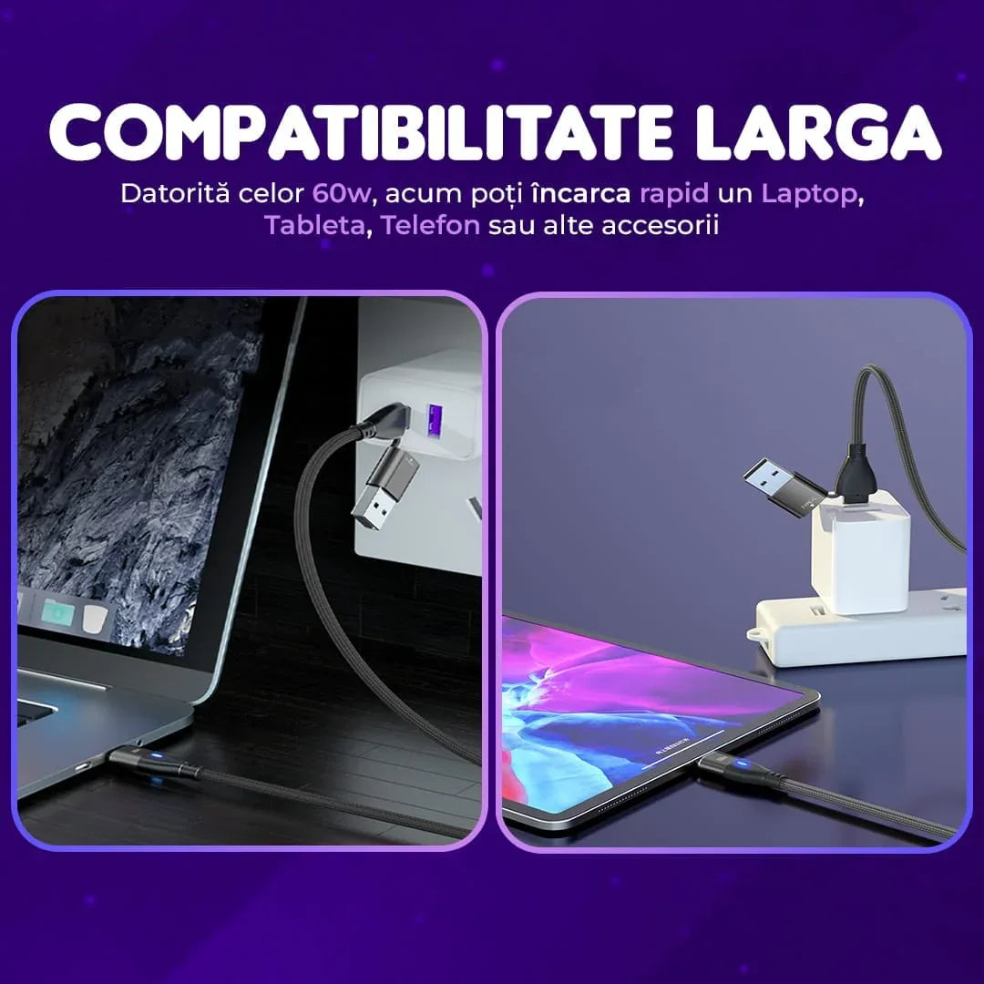 Cablu de date si Incarcare Rapida Timebox, 6 in 1, 60W, 2m, QC 3, Magnetic, USB