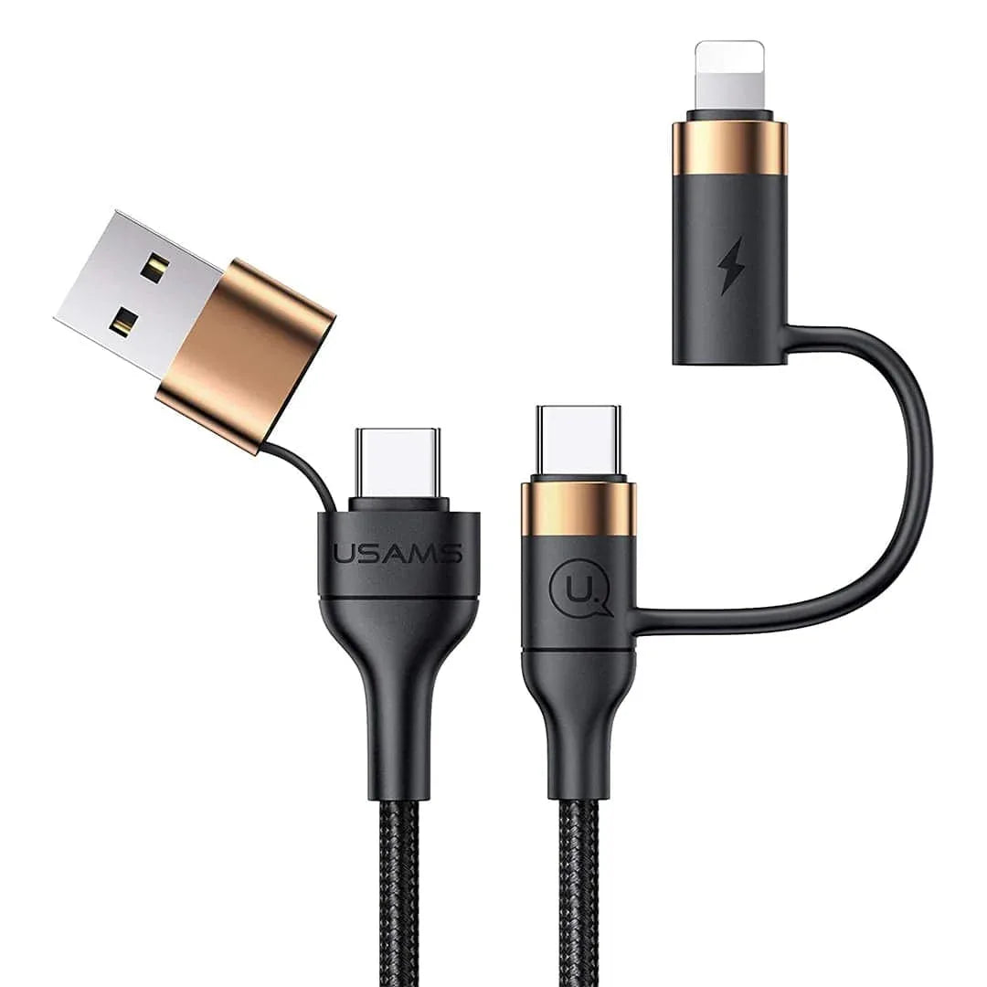 Cablu Date si Incarcare Rapida Usams, 4 in 1, 60W, 1,2m, QC 3, USB, USB-C