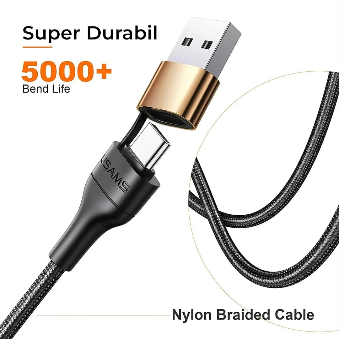 Cablu Date si Incarcare Rapida Usams, 4 in 1, 60W, 1,2m, QC 3, USB, USB-C
