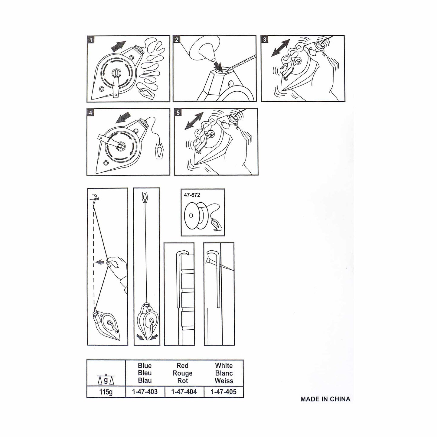 Sfoara trasat 15m, plus praf creta albastru, plus nivela fir / 3858