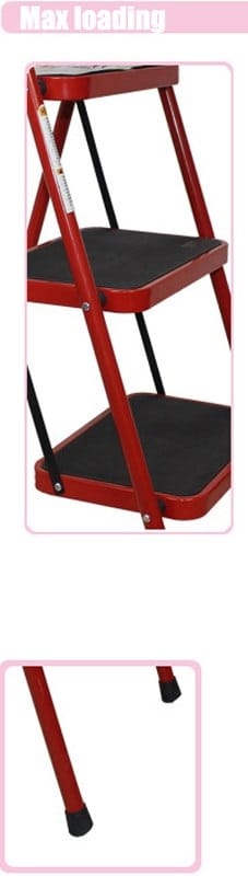 Scara metalica cu 6 trepte late, rosie / 3896-1