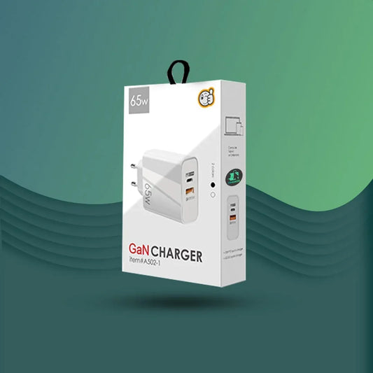 Incarcator Retea, 2 Porturi, 65W, 1 x USB, 1 x Type-C, Negru