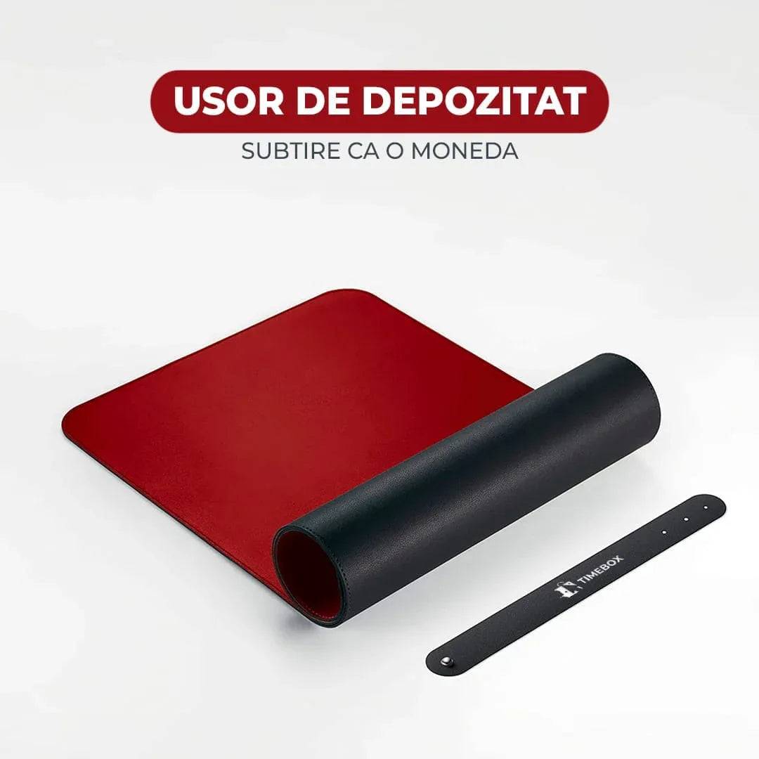 Mousepad gaming XXL cu doua fete din piele pu, impermeabil, pentru protectie birou, Negru/Rosu 90x45 - 221.ro