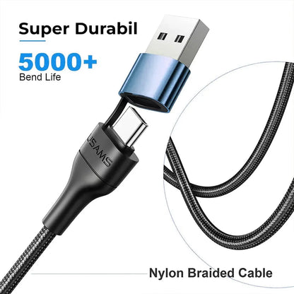 Cablu Date si Incarcare Rapida Usams, 5 in 1, 60W, 1,2m, QC 3, USB, Type-C