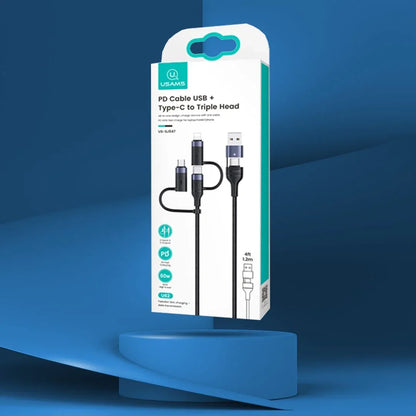 Cablu Date si Incarcare Rapida Usams, 5 in 1, 60W, 1,2m, QC 3, USB, Type-C