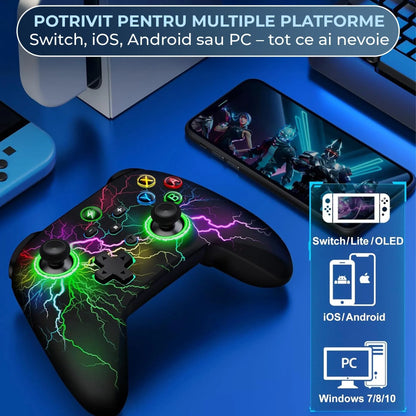 Controller Wireless Timebox, RGB, LED 9 Culori, Turbo Ajustabil, Vibratii, Negru