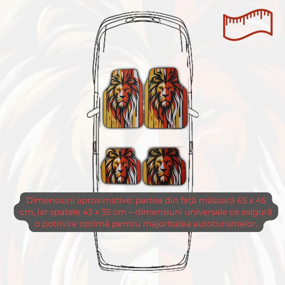 Covorase Auto Universale “Lion Power” – Design Tribal Rosu-Galben - 221.ro