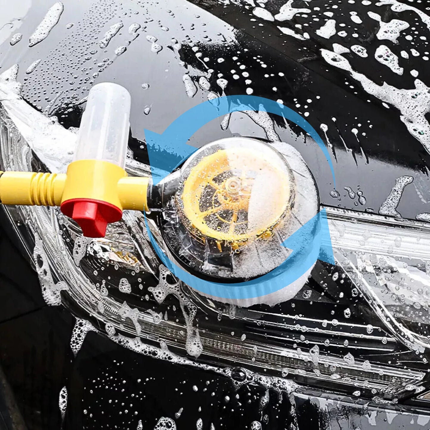 Perie Rotativă pentru Spălare Auto APF® – Spumare Automată, Mâner Lung 100cm, Curățare 360°, Presiune Ridicată