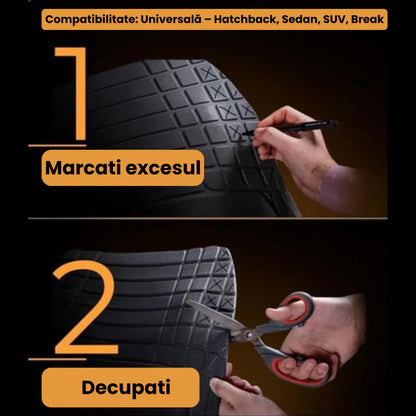 Covorașe Auto Universale TEAMCAR® Safir, Set 5 Piese, Negru cu elemente rosii, Tip Tavă, Adâncime 3 cm, Compatibil Hatchback, Sedan, SUV - 221.ro