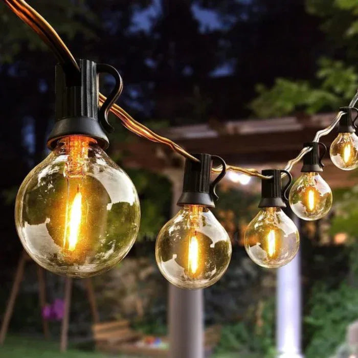 Ghirlandă Luminoasă LED Impermeabilă, Interconectabilă, 5 m, 10 Becuri Glob, Alb Cald, Exterior/Interior