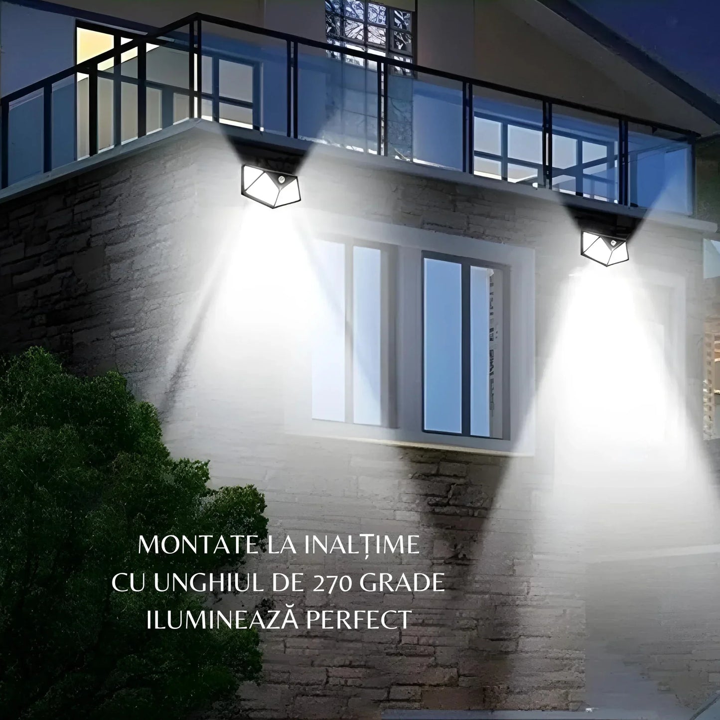 Lampa Solară Smart de Perete cu 100 LED-uri: Iluminează-ți Spatiul Exterior cu Tehnologia Smart cu Senzor de Mișcare!