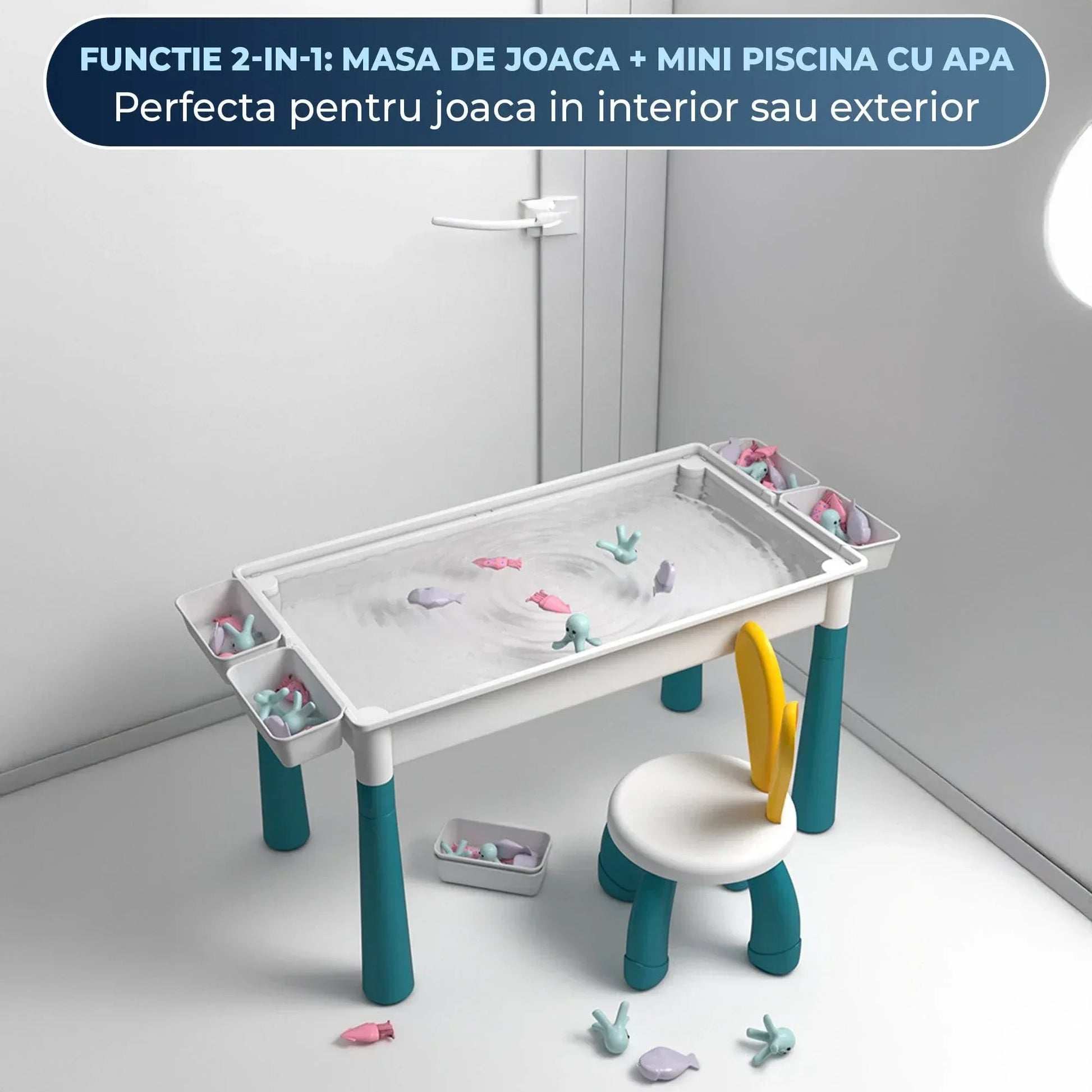 Masa Multifunctionala cu Piese Compatibile Lego Duplo – Set 61x41cm cu 276 Piese, 1 Scaun, Masa de Joaca si Invatare pentru Copii, Ideal pentru Constructii DIY, Interior sau Gradinite - 221.ro
