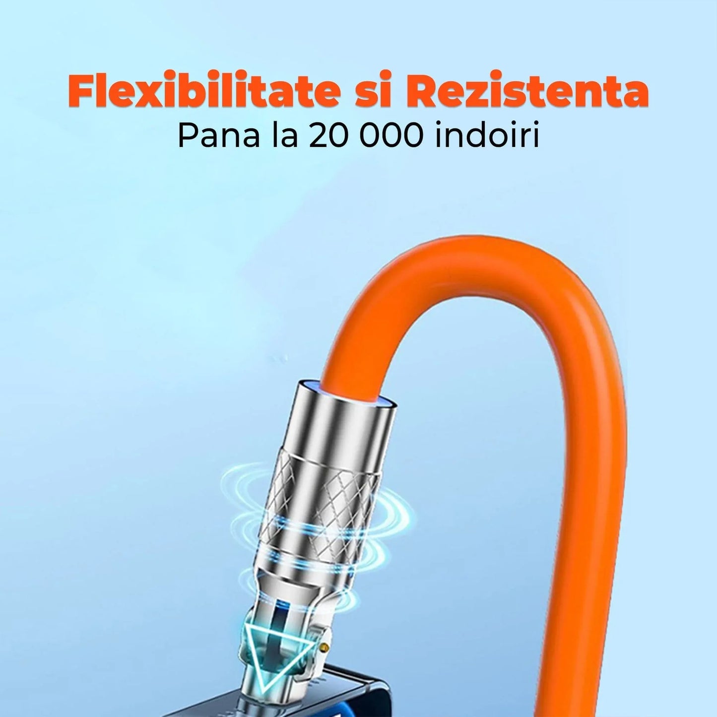 Cablu Date si Incarcare Rapida Timebox, 120W, 1,5m, Rotire 180 grade, Portocaliu