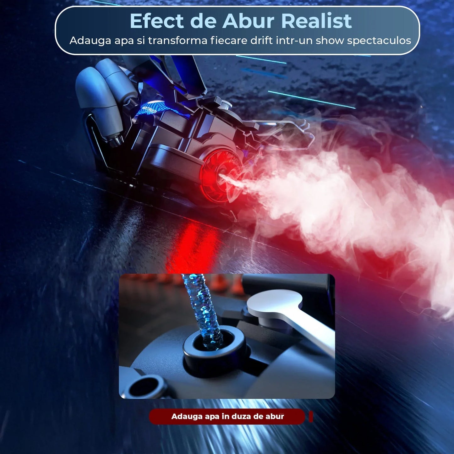 Masina F1 Drift Timebox cu Telecomanda si Senzor de Gesturi – Masina cu Spray, Lumini, Muzica, 360° Rotatie si Tractiune Integrala, 3 baterii tip acumulator reincarabile – Jucarie Cadou Ideal pentru copii 7-14 Ani, Rosu/Negru - 221.ro