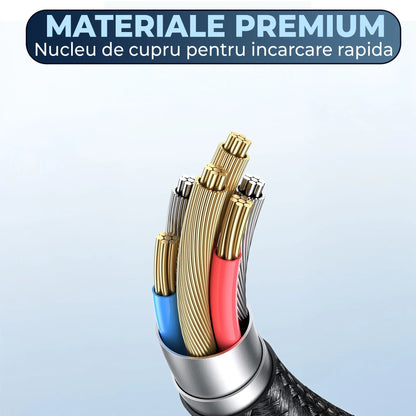 Cablu de Incarcare si Transfer de Date, Timebox, Fast Charge 240W, 1,2m, 5 in 1 , 2 x USB-C, USB, Lightning, Micro USB Compatibil Macbook, iPhone, Samsung, Huawei, Xiaomi, Gri - 221.ro