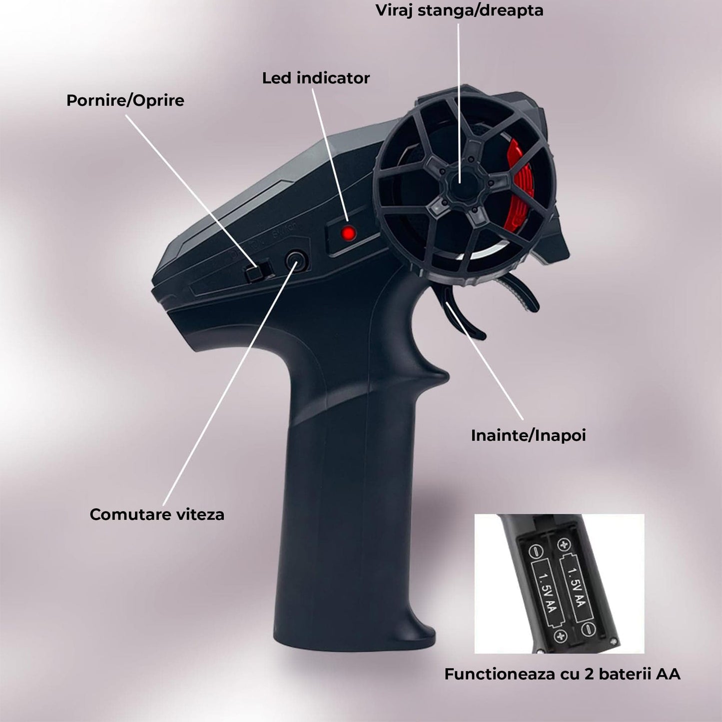 Masina RC cu Telecomanda Timebox, Drift Car 1:24, 4WD, 20km/h, LED-uri, Anvelope Inter-schimbabile, Baterie tip acumulator reincarcabila, Design Sportiv, Jucarie Cadou Ideal pentru Copii si Adulti +7 ani, Gri
