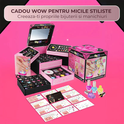Set DIY bijuterii pentru fete 4, 6 ani, 520 de piese, Roz