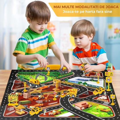 Set Pista de Curse si Constructii 260 Piese, 2 Masinute Electrice