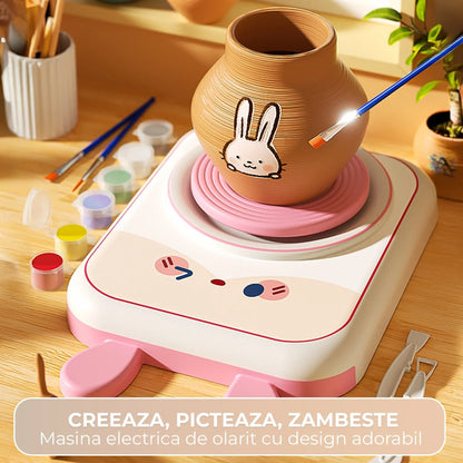 Set olarit pentru copii 4, 6 ani, Roata electrica USB 2 trepte, Roz