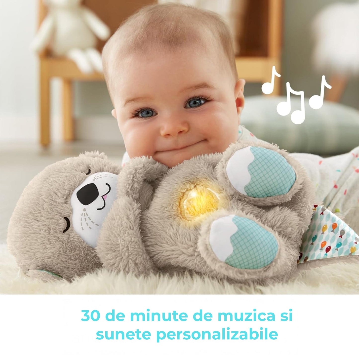 Jucarie de Plus Interactiva, Vidra Linistitoare, Customizabila cu Sunete, Maro