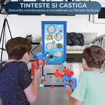 Set 2 Pusti cu Tinta pentru Copii 6, 12 Ani, 24 Bile din Spuma