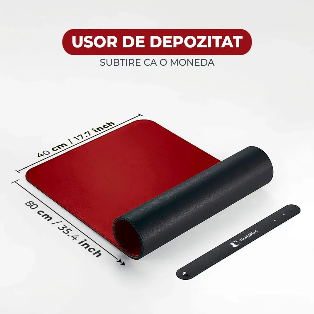 Mousepad gaming XXL cu doua fete din piele pu, impermeabil, pentru protectie birou, Negru/Rosu 80x40 - 221.ro