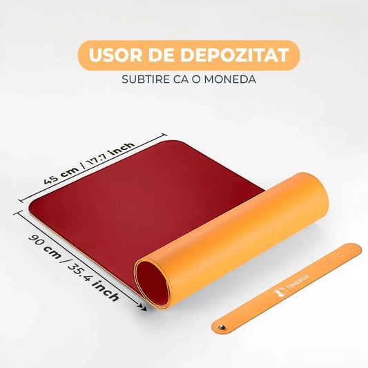 Mousepad gaming XXL cu doua fete din piele pu, 90x45, impermeabil