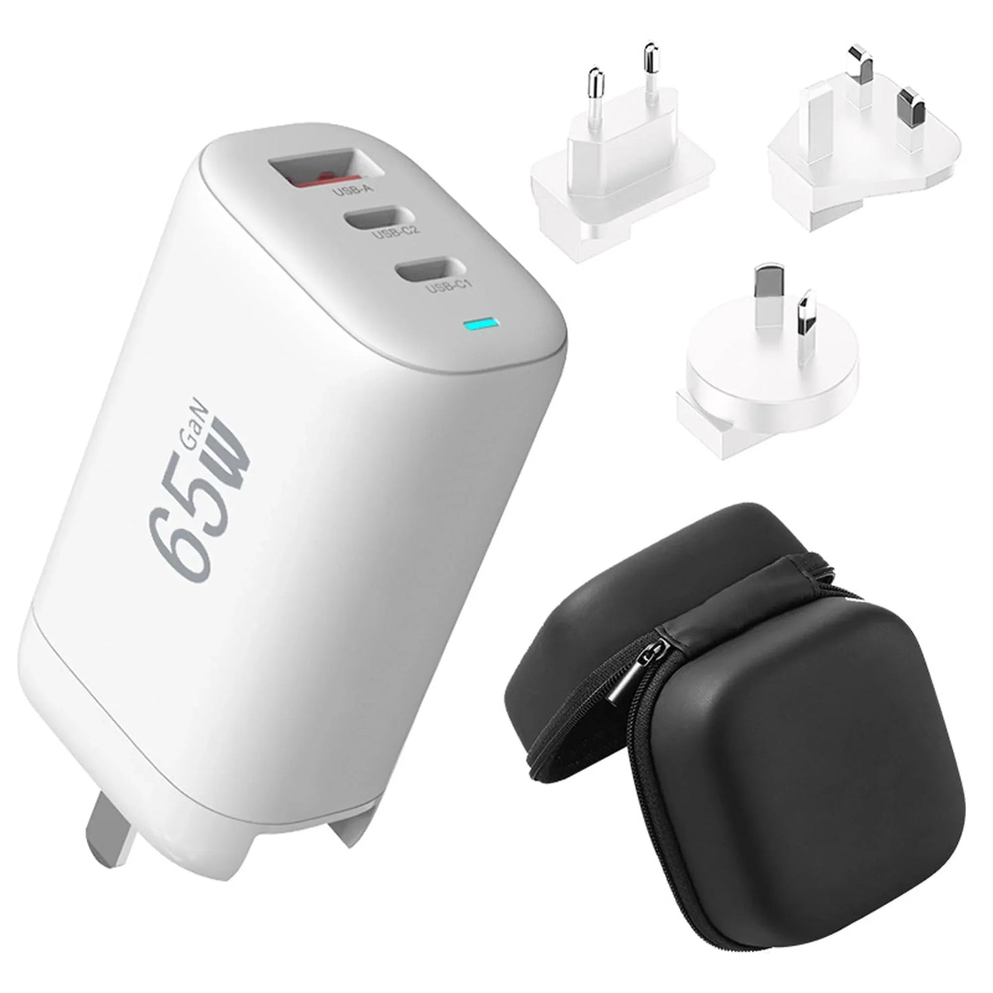 Incarcator Retea, 3 porturi, 65W, 18 W Incarcare Rapida - USB, Priza EU, Alb