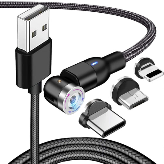 Cablu de date si incarcare Rapida Timebox, 3 in 1, 2m, Fast Charge, Negru