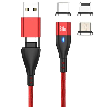 Cablu de date si Incarcare Rapida, 6 in 1, 60W, 2m, QC 3, USB, Type C, Rosu