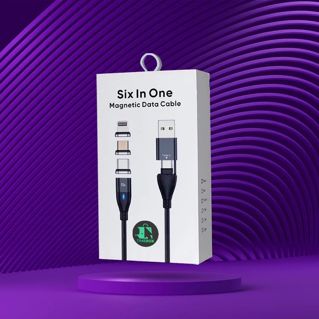 Cablu de date si Incarcare Rapida, 6 in 1, 60W, 2m, QC 3, USB, Type C, Rosu