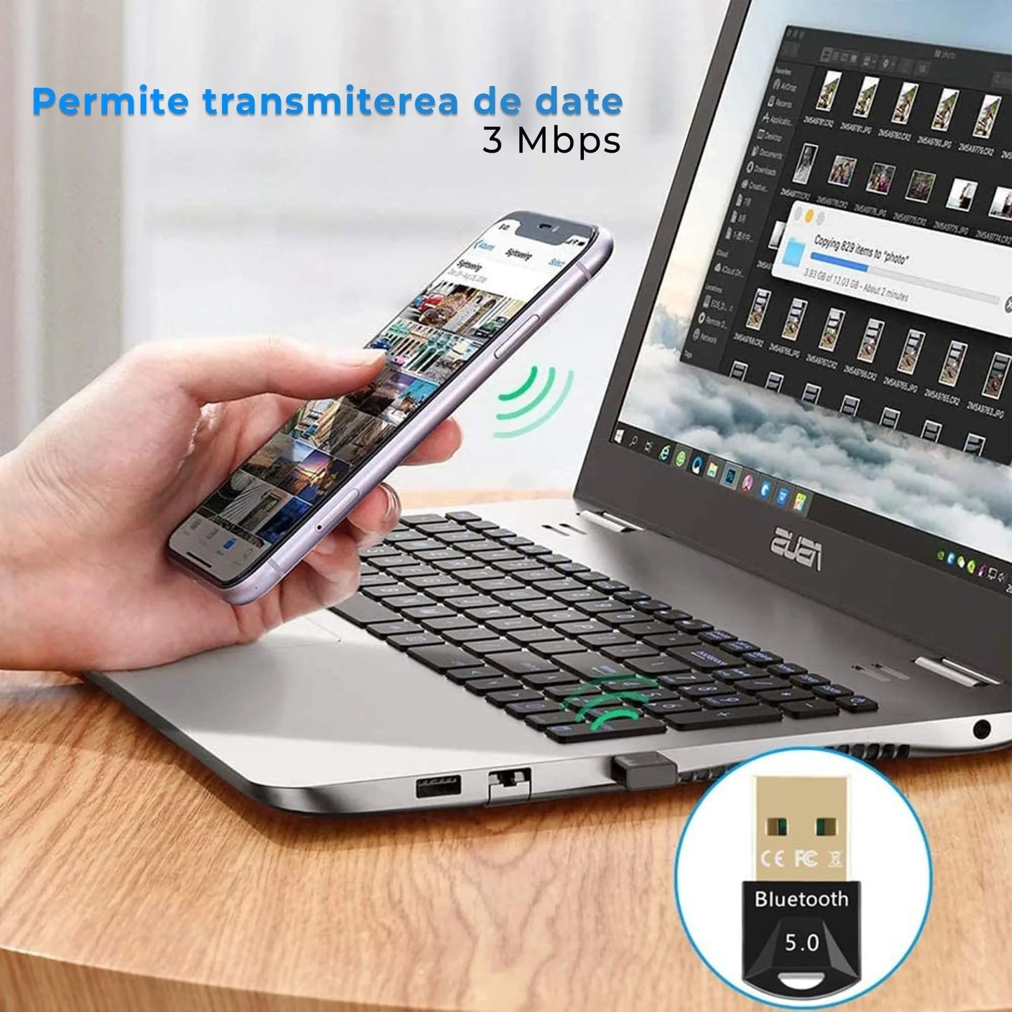 Adaptor Bluetooth Dongle Timebox, Wireless, USB, Casti, Mouse, Tastatura, Laptop