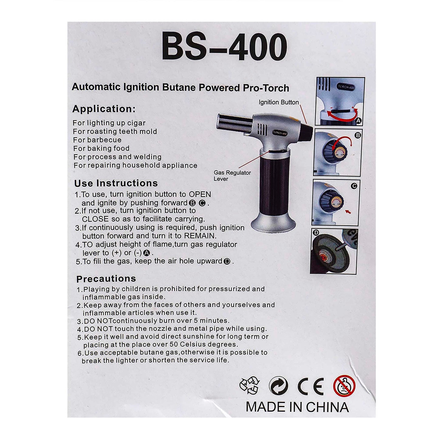 Arzator profesional Torch BS-400 , Negru / 4152