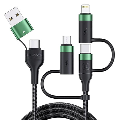 Cablu Date si Incarcare Rapida Usams, 5 in 1, 60W, 1,2m, QC 3, USB, Verde