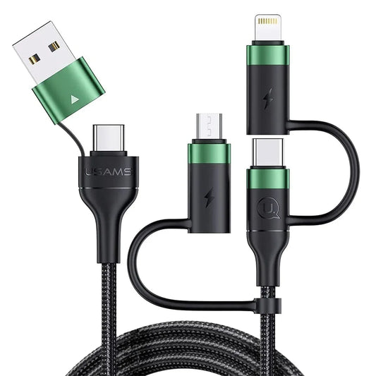 Cablu Date si Incarcare Rapida Usams, 5 in 1, 60W, 1,2m, QC 3, USB, Verde