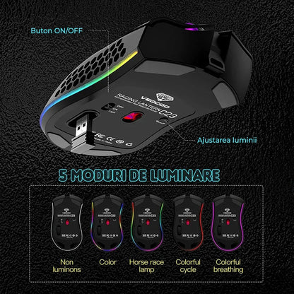 Mouse gaming wireless Timebox, ultrausor 95g, FastCharge, USB, 4 GHz, Negru