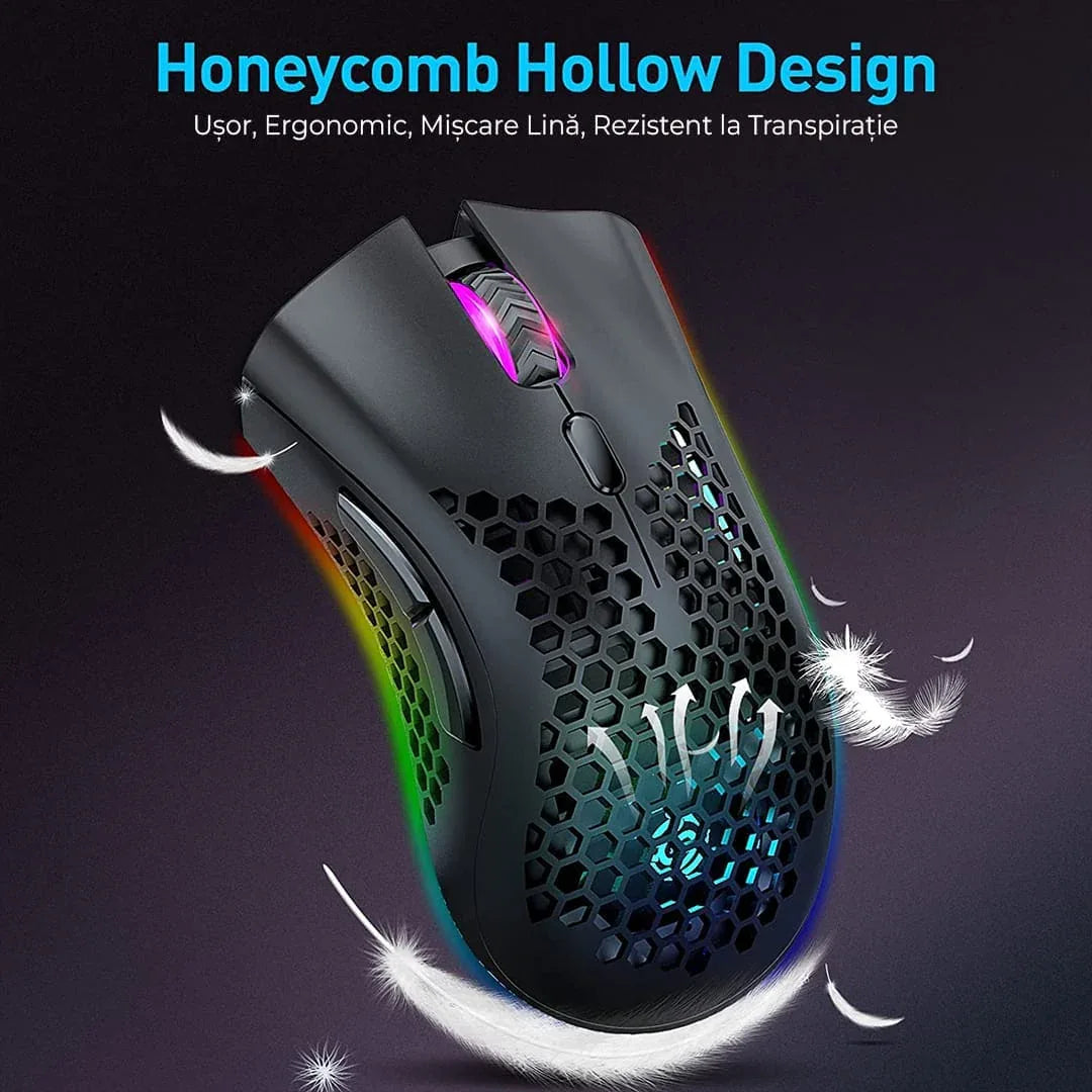 Mouse gaming wireless Timebox, ultrausor 95g, FastCharge, USB, 4 GHz, Negru