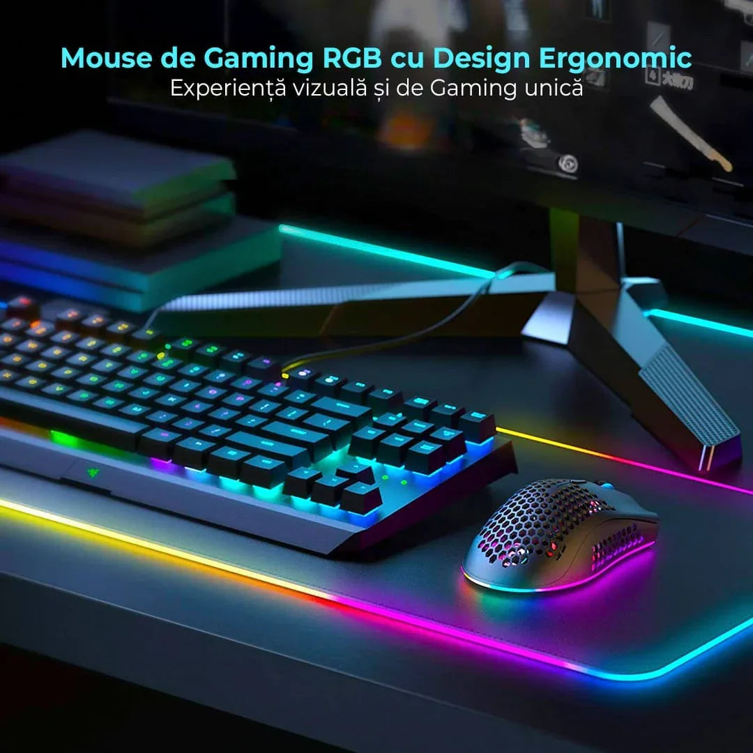 Mouse gaming wireless Timebox, ultrausor 95g, FastCharge, USB, 4 GHz, Negru