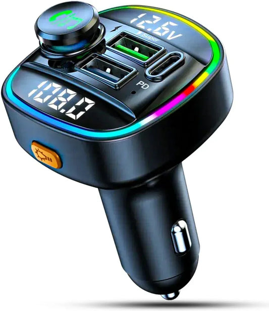 Modulator FM Timebox, Hands-Free Kit cu 10 functii, Incarcator auto cu functie de incarcare rapida, Type-C, 2 x QC 3,0, Bluetooth 5,0, Negru - 221.ro