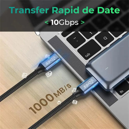Cablu de date si Incarcare Rapida Timebox, Type-C la Type-C, 100W, 2m, USB3