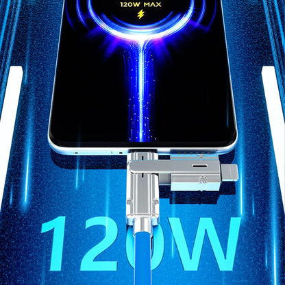 Cablu Date si Incarcare Rapida Timebox, 4 in 1, 120W, 1,2m, QC 3, USB, Albastru