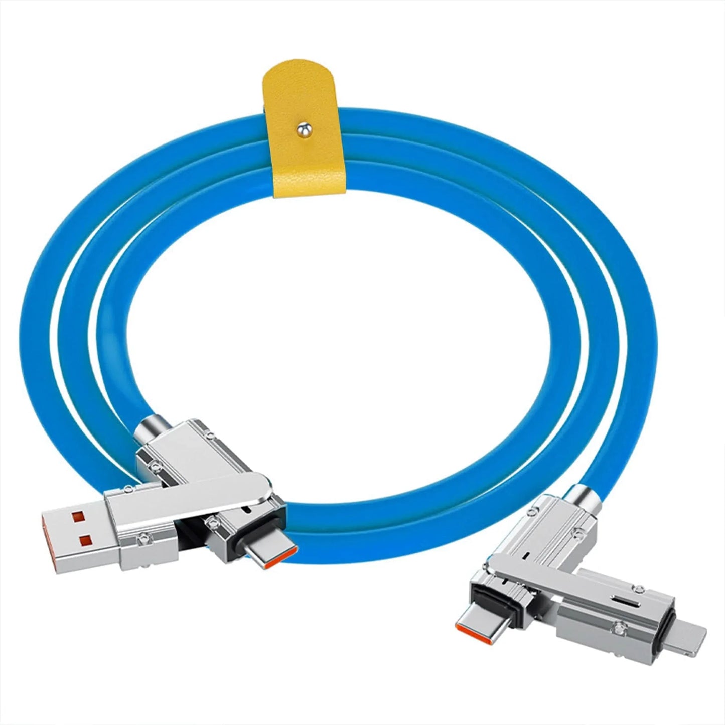 Cablu Date si Incarcare Rapida Timebox, 4 in 1, 120W, 1,2m, QC 3, USB, Albastru